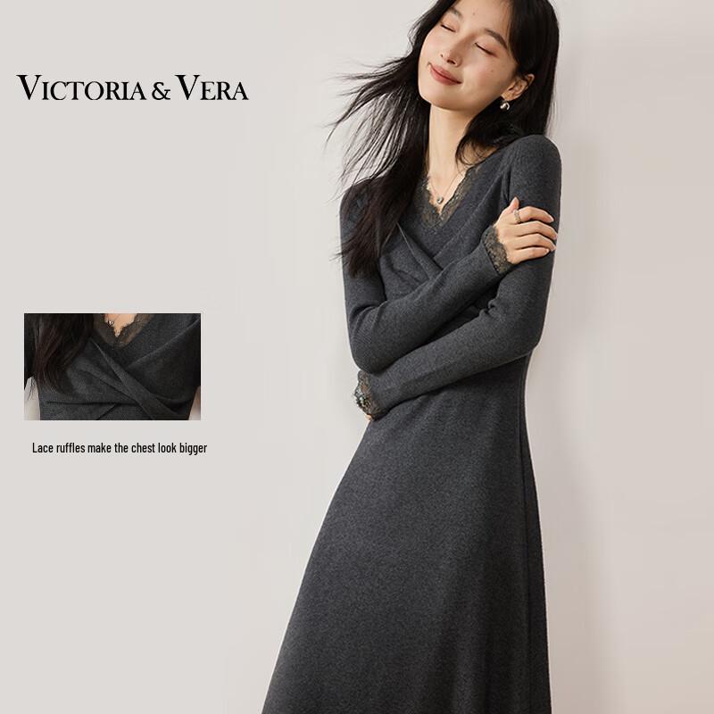 

VICTORIA&VERA Women s V-Neck Lace Patchwork A-Line Dress XL