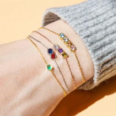 316L Stainless Steel Pin Type Universal Perforation Chain Family Multiple Birthstone Bracelet Women Gift  Wholesale Dropshipping