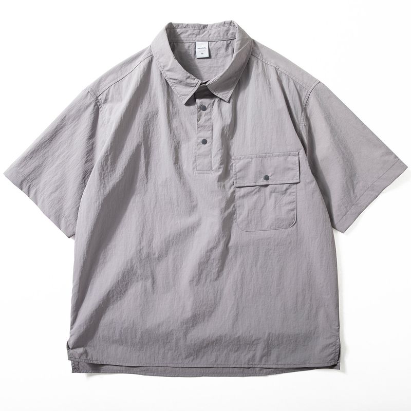 Japanese-Style Short-Sleeve Men's Summer New Lightweight Breathable Outdoor Functional Shirt with Texture, Loose Casual Shirt