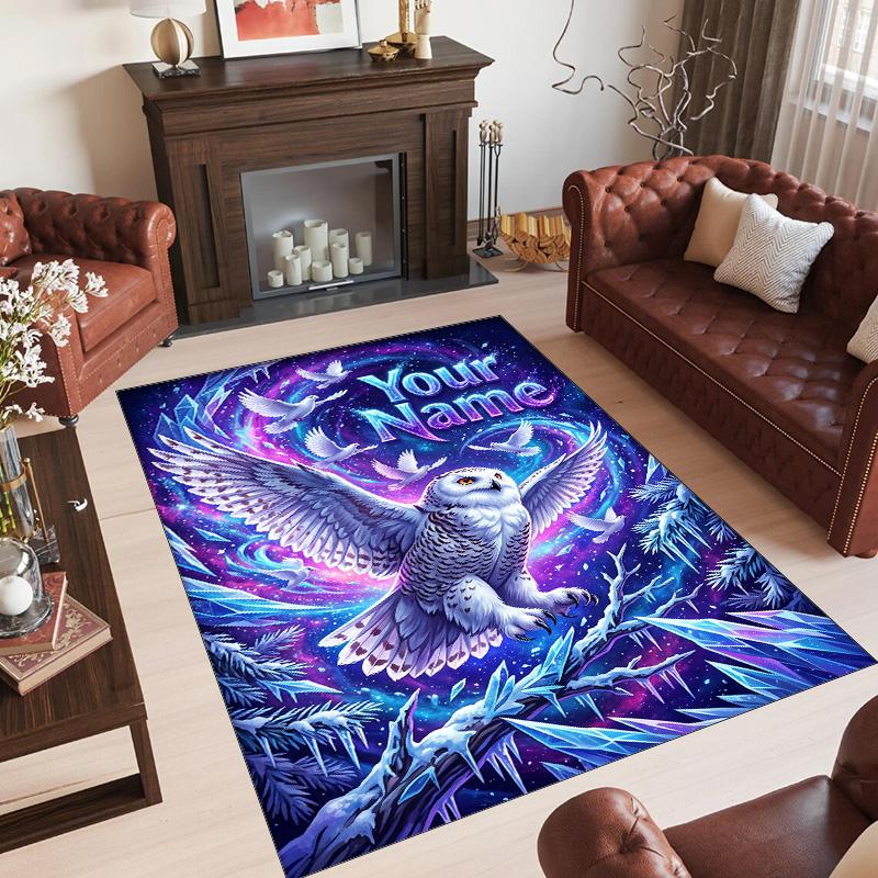 Birds Theme Crystal Velvet Floor Rug Personalized Custom Name Text Warm Carpet Home Decoration