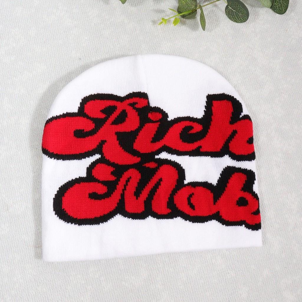 Blocked Fashion Color Letter Pattern Neutral Casual Warm Knitted Hat Autumn For