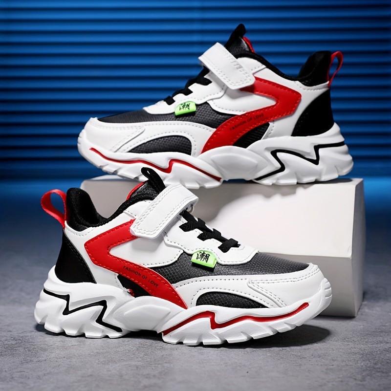 Kids Breathable Mesh Synthetic Leather Sneakers Boys Running Basketball Casual