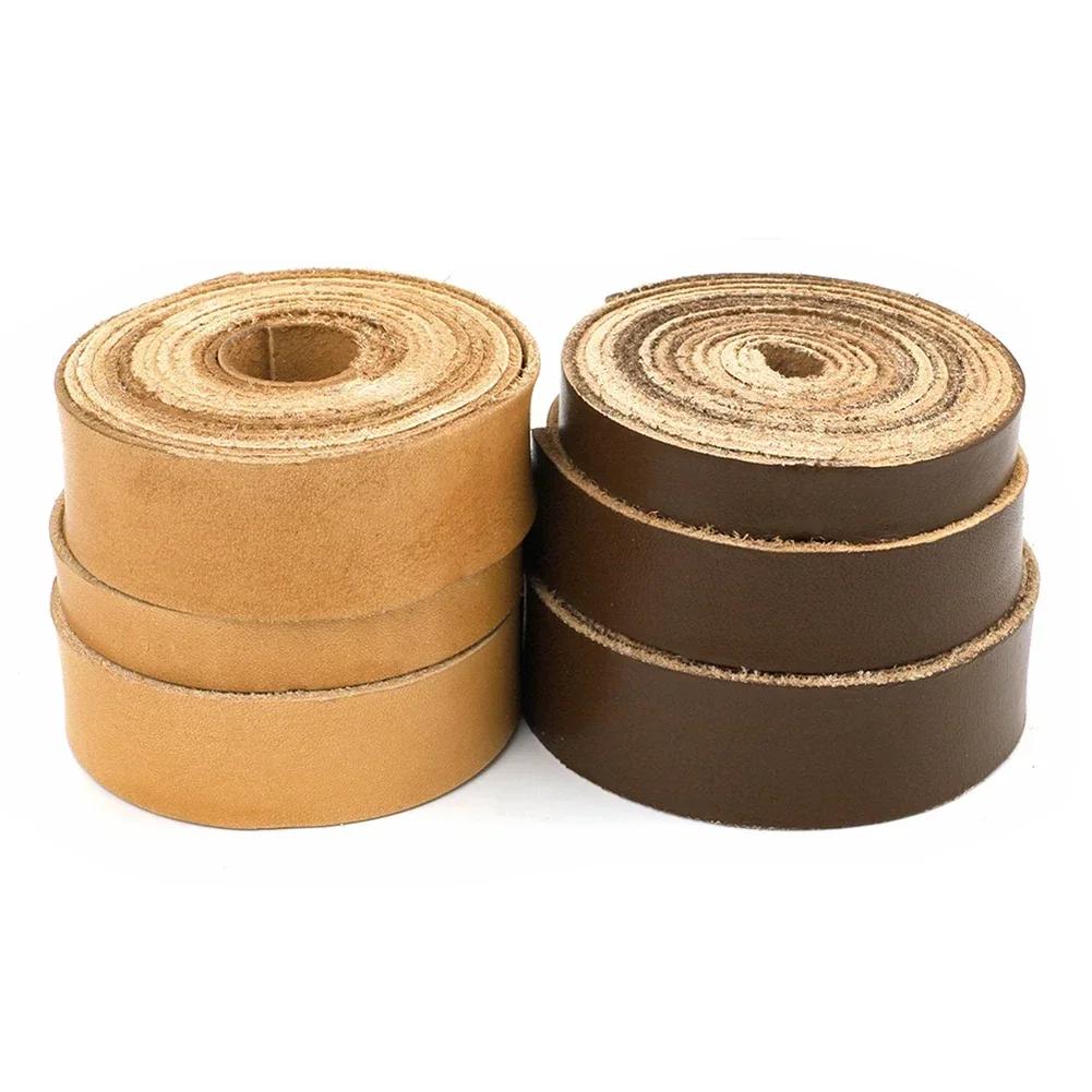 Universal 2Meters Single Sided Flat Cord Genuine Cow Leather Straps Strips DIY Clothing Making Bag Handles Belt Crafts Accessory