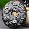Natural Obsidian Carved Pi Xiu Lucky Amulet Pendant Ring Chakra New Fashion