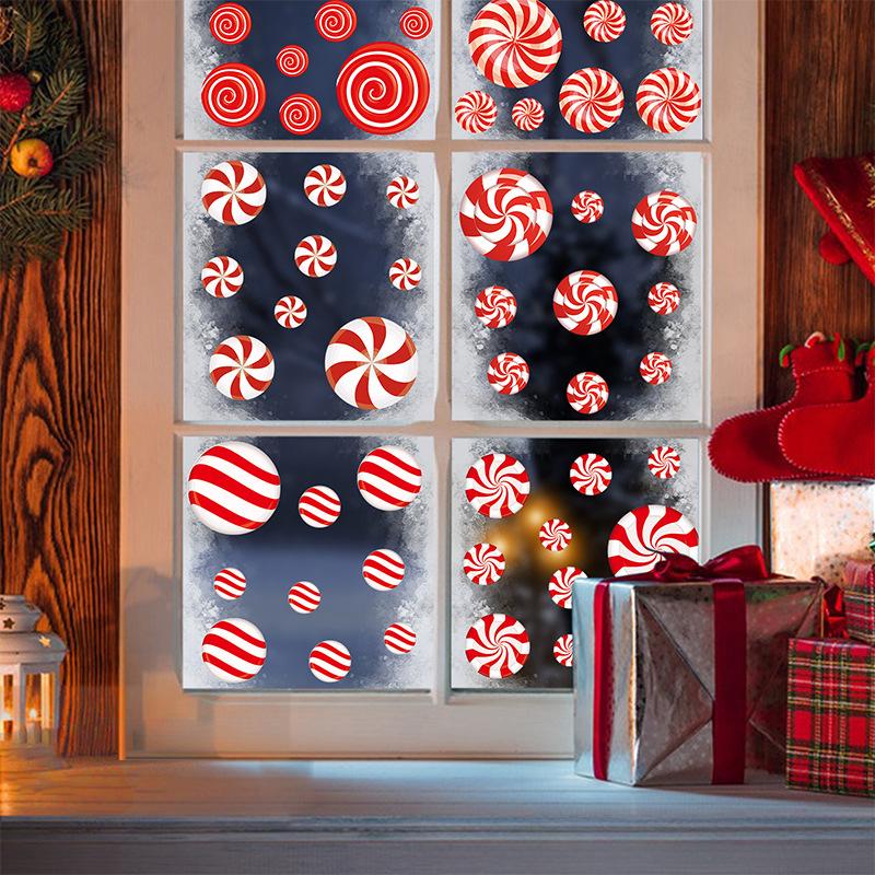 New Christmas Decorations Christmas Candy Red Candy Window Glass