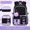 Purple Three-Piece Schoolbag For Female Junior High School Students, Large-Capacity Backpack, Lightweight Burden-Reducing Student Backpack
