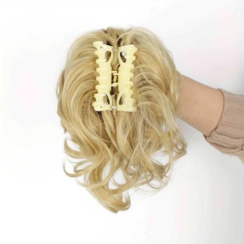Clip per Capelli Sintetici Corti Ricci Folti Estensioni per Capelli Coda di Cavallino Piccolo Artiglio per Coda di Cavallo Capelli Finti su Clip Parrucca Ondulata per Donne