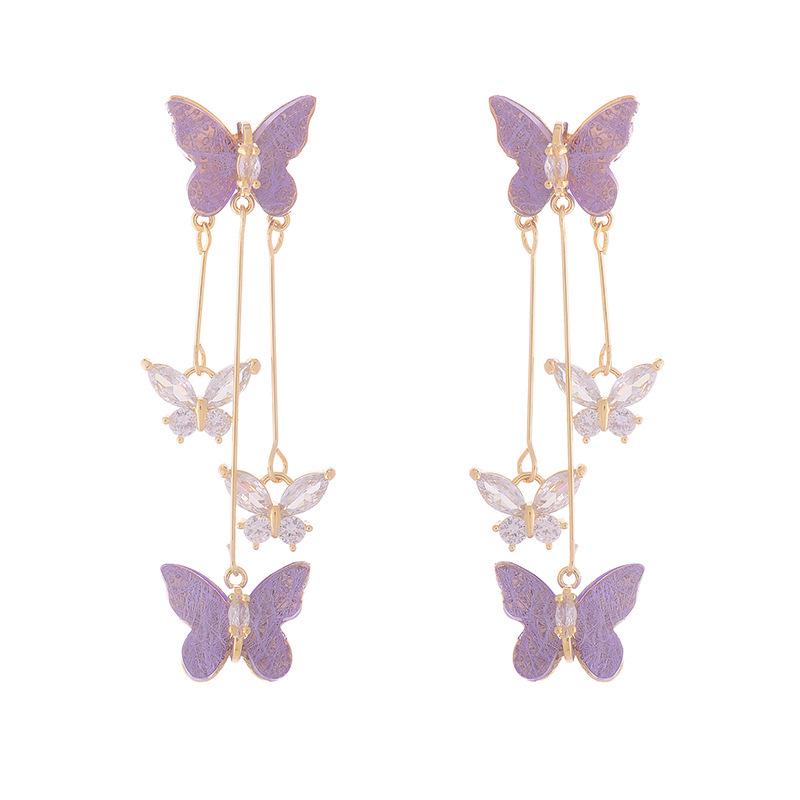 Ethereal Purple Butterfly Tassel Earrings - Romantic, Elegant, 2023 Design