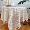 Handmade Crocheted Tablecloth Rectangle Dining Table Cover Cotton Lace Obrus Tafelkleed Mantel Mesa Nappe Home Decor