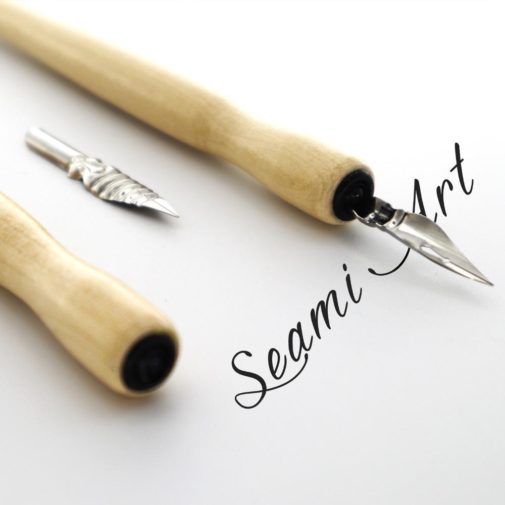 5PCS Original wood tone Log Color Dip Pen Holders Adjustable Dip Pen Poles Gothic letter writing