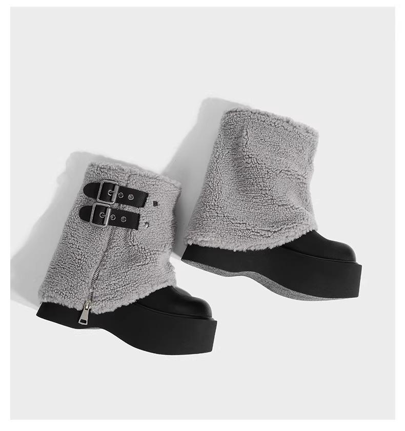 Plüschstiefel mit dicker Sohle Damen Winter kleine Männer aber Kniestiefel Spice Girls Hosenstiefel