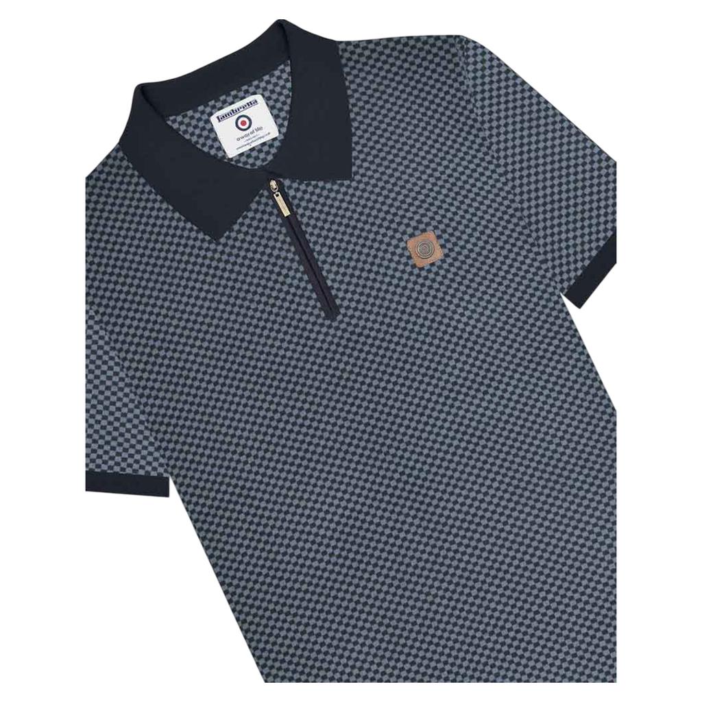 Lambretta Mens Knitted Quarter Zip Polo Shirt