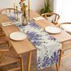 Spring Lavender Eucalyptus Leaves Linen Table Runner Party Decor Watercolor Floral Plant Dining Table Runners Wedding Decoration