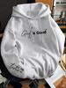 Men Casual Sport Hoodie Hip Hop "God Is Good All The Time" White Print Streetwear Sweatshirt with Deep Front Pocket