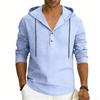 Men S Casual Hooded Long Sleeve Henley Shirt Breathable Top