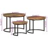 VidaXL Tables gigognes 3 pcs bois massif de récupération 353902