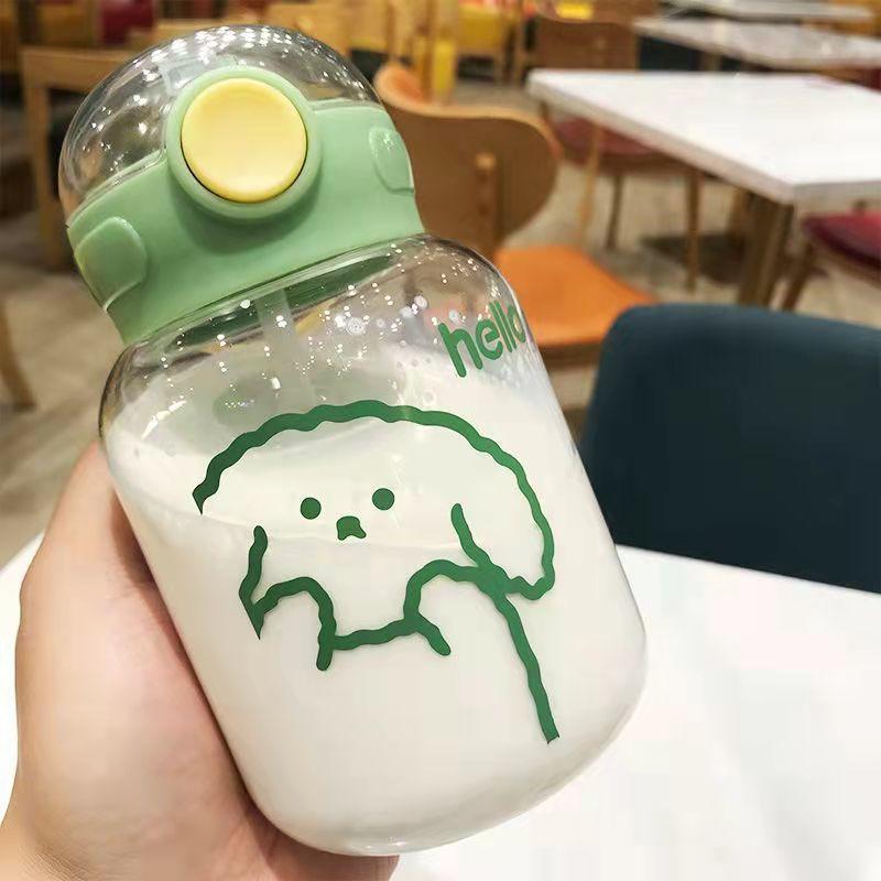 

Бутылка для воды 600 мл пластиковая соломенная чашка для воды Высокотемпературная и устойчивая к падению портативная бутылка для воды зелёный