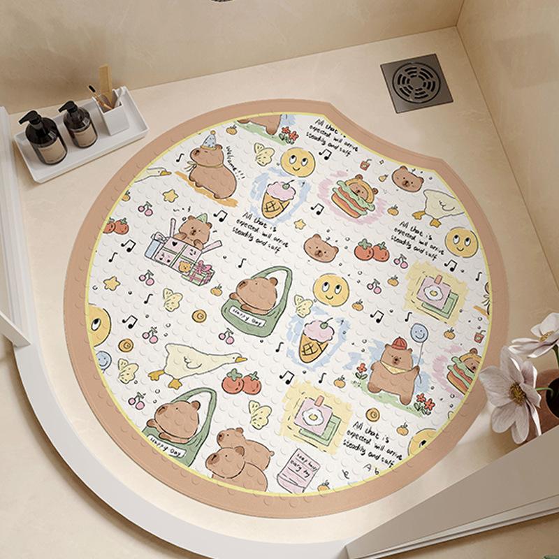 

Коврик для ванной комнаты круглый с присоской, дырявый коврик для ног, для ванной комнаты, для детей, пожилых людей, противоскользящий коврик Round notch 55 * 55cm