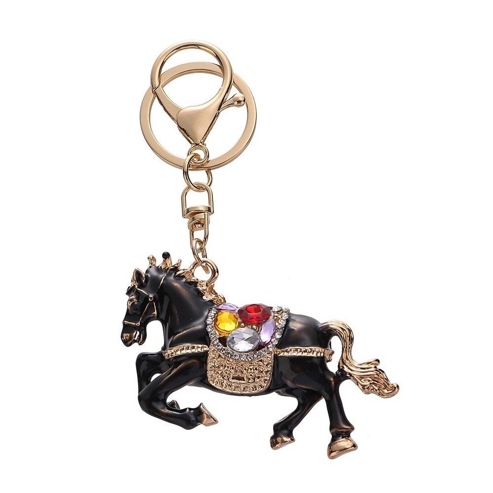 Three-dimensional Horse Keychain Oil Painting Bag Hanging Ornaments Bag Pendant Car Key Chain  Men