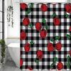 YXRed Cherry Black and White Checkered Shower Curtain, Bathroom Decorative Shower Curtain, Waterproof Shower Curtain with Hooks