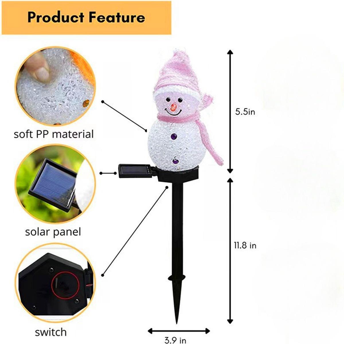 Solar Christmas Snowman Pathway Lights Outdoor Decor Waterproof Snowman Stake Landscape Lights Outdoor Christmas Light 1PCS розовый