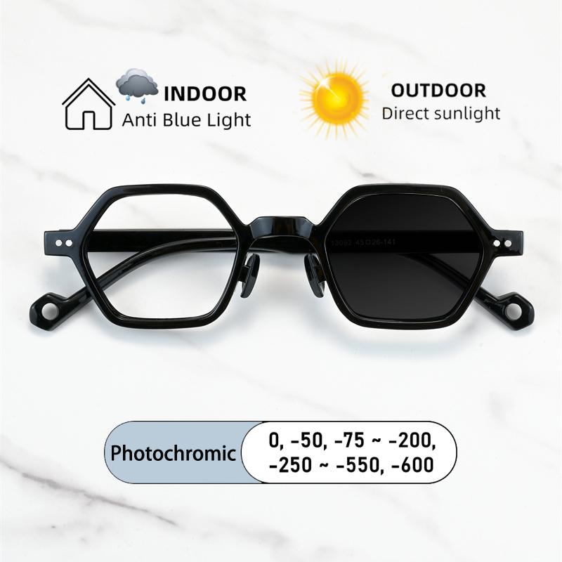 Vintage Brand Hexagon Small Frame Myopia Glasses Prescription Nearsight Anti Blue Light Women Eyewear
