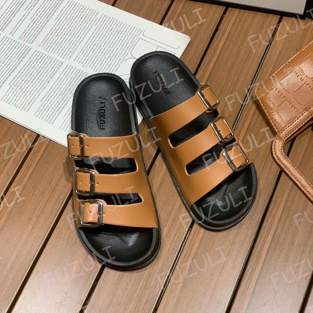 New thick-soled slippers women's summer fashion outside cool slippers three-breasted Internet celebrity sweet wind beach sandals