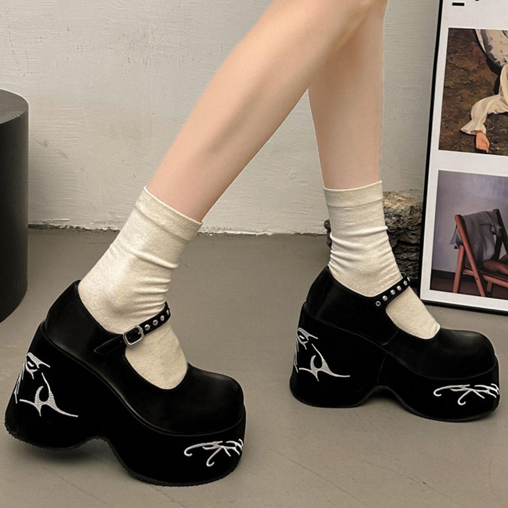 Chunky Platform Wedge Pumps For Women  New Spring Summer Goth Punk Lolita Mary Janes Women Shoes Party Comfy Ladie Loafers