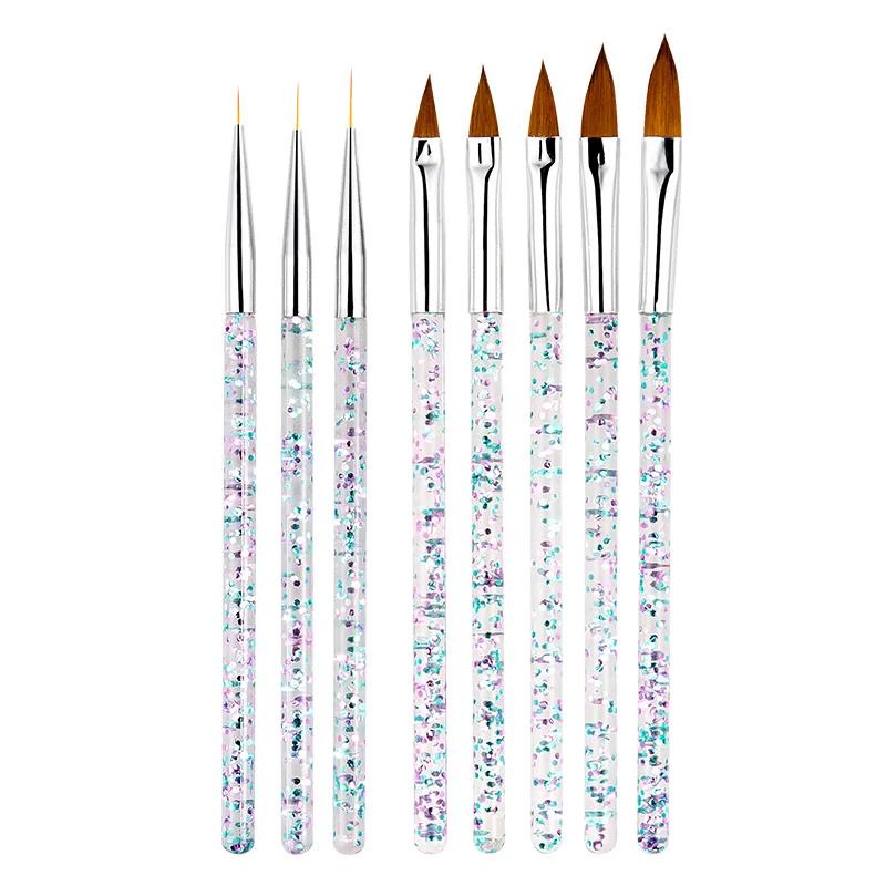 

5/20Pcs Nail Art Brush Design Tip Painting Drawing Carving Dotting Pen FlatFan Liner Acrylic Gel UV Polish Manicure Tools