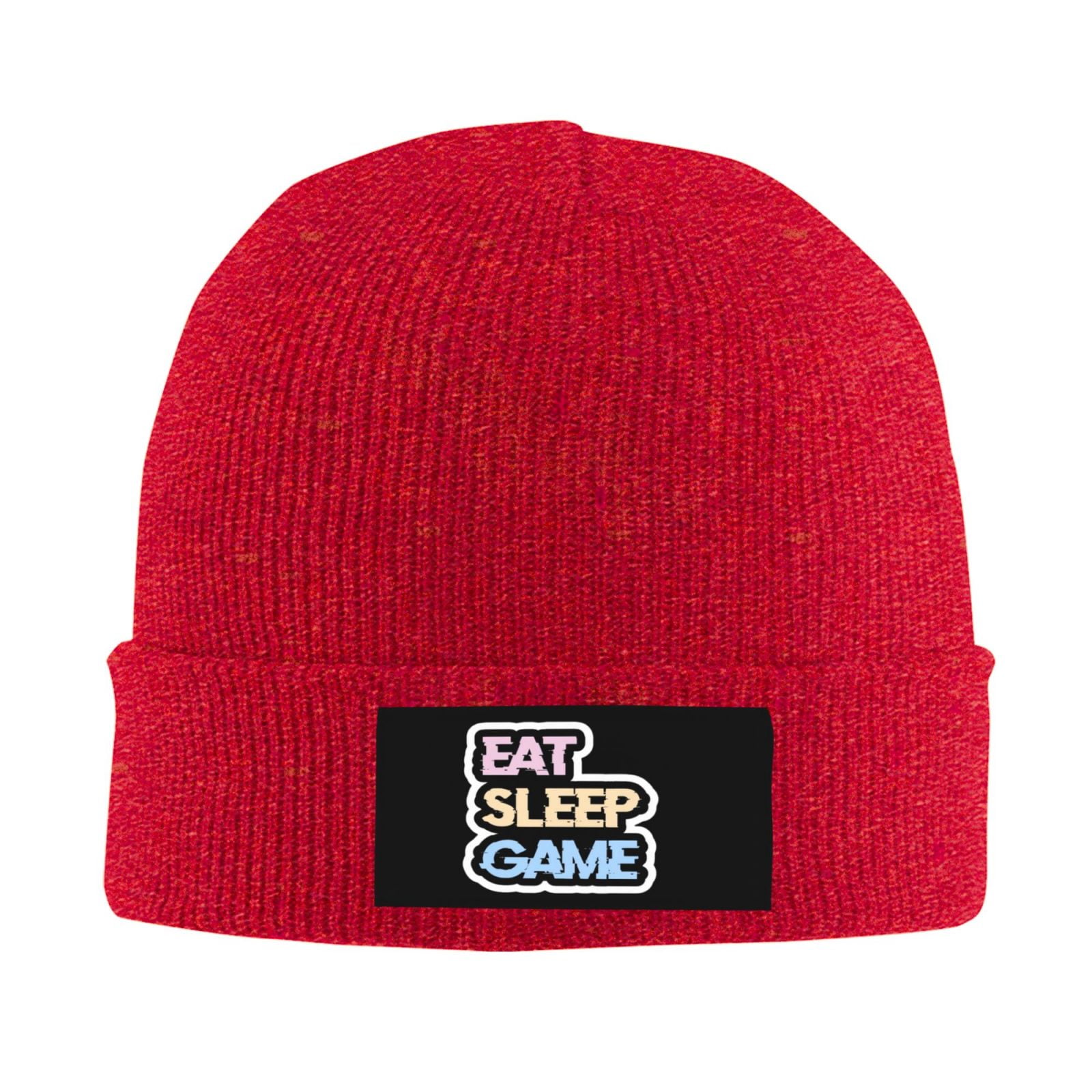 Eat Sleep Game Unisex Women Knitted Hat Adult Knit Beanie For Fall Winter Knit Hat Cap Slouchy Knitted Skull Caps
