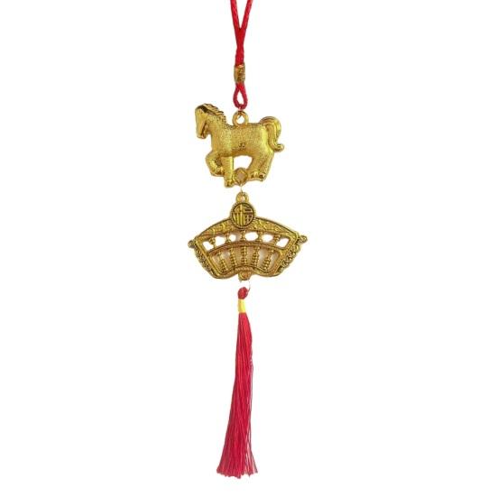 Chinese New Year Decorations 2026 Year of Horse Lucky Feng Shui Charm Zodiac Horse Hanging Tassel Pendant for Fortune Wealth Success Home Car Bonsai