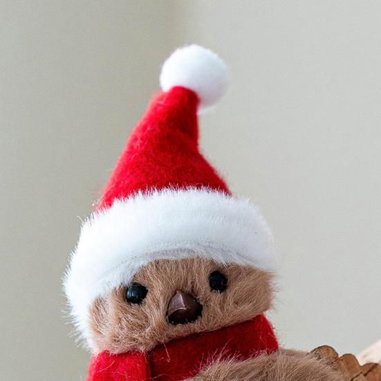 3 Stück Weihnachts-Vogelfigur Fellige Künstliche Vögel Ornamente Winter Plüsch Schaumvogel mit Schal für Feiertags-Heimküchen-Kaminsims-Schreibtisch-Weihnachtsbaum-Dekor