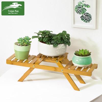 Bewegliches Indoor-Pflanzenregal aus Holz mit Sukkulenten- und Blumentopfhalter