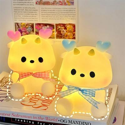 Niedliches Cartoon-Nachtlicht Loong Year Kreative Atmosphäre Dekorative Nachttischlampe Kinderzimmer Souvenir LED Tischleuchte Lampen