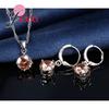 Hot Sale 8 Colors Shining Crystals 925 Sterling Silver Necklace Earrings Jewelry Sets Fashion Accessories Women Wedding