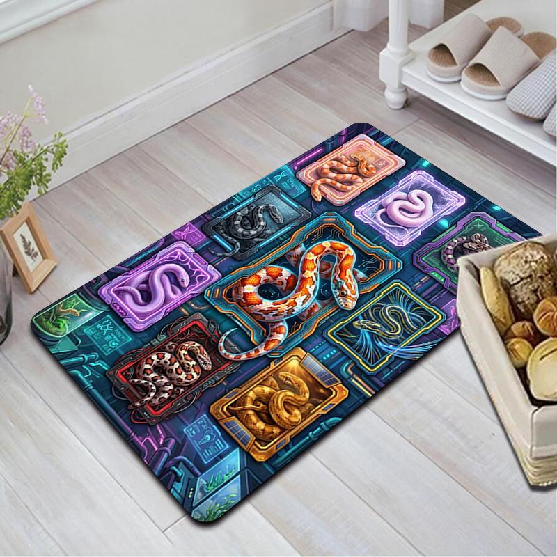 Schlangenarten Muster Teppich Bodenmatte für Wohnzimmer oder Schlafzimmer Weicher und Bequemer Teppich ein Geschenk für Geburtstag und Feiertag.