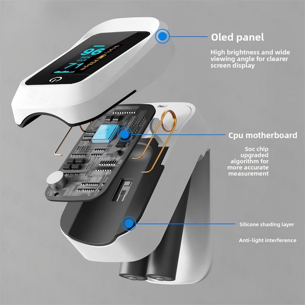 OLED Display Pulse Oximeter - Auto Shut Off & Easy-to-Read for Oxygen Users