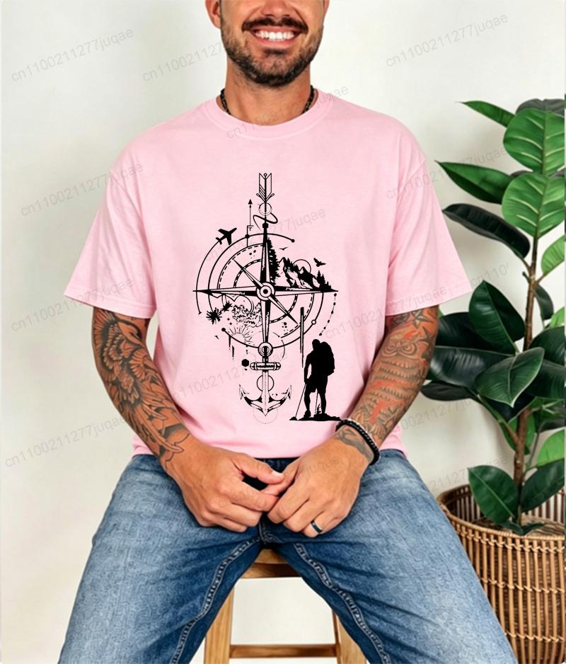 Tshirt For Unisex Compass Travel Funny T Shirt Unisex Tops Casual Clothing Oversize Vintage Clothes Fashion Trend Tshirt Short Sleeve