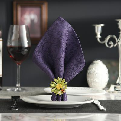 4Pcs Napkin Rings Adorable Anti-rust Alloy Spring Flower Bee Painted Napkin Buckle for Party