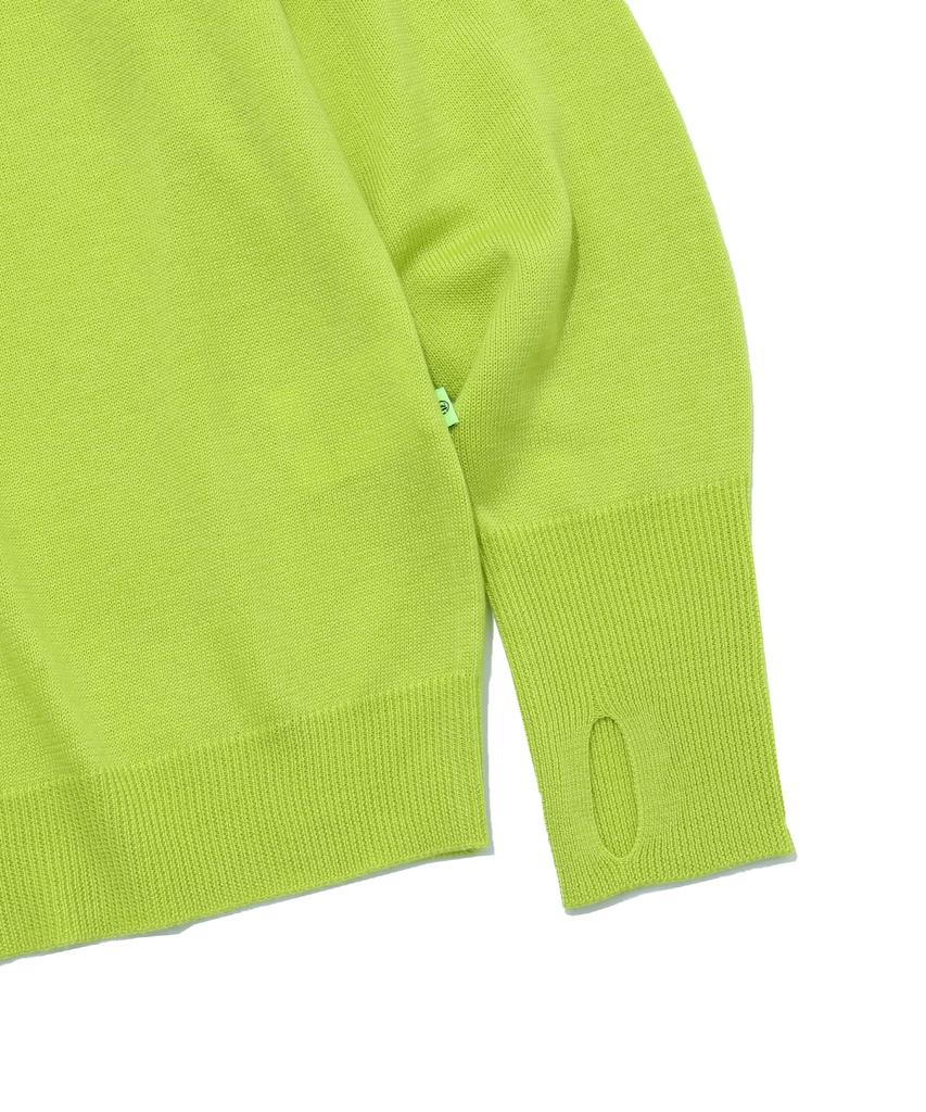 VERSE ONE Merino Wool Basic Knit Sweater Neon Green