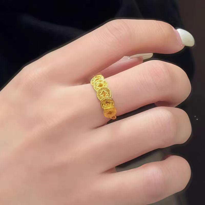 Fashion Versatile Explosive Shattered Ice Copper Coin Ring Light Luxury Temperament Advanced Sense Niche