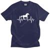Mens Horse Heartbeat T Shirts Short Sleeve Cotton Tshirts Handsome Tshirt Leisure Riding Tee Slim Fit Apparel