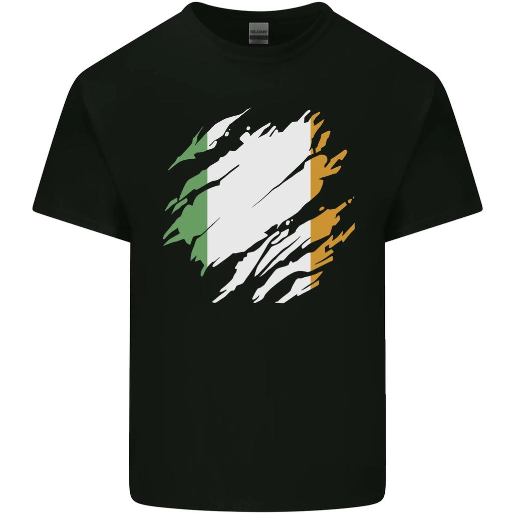 Torn Ireland Flag Irish St Patricks Day Football Kids T-Shirt Childrens