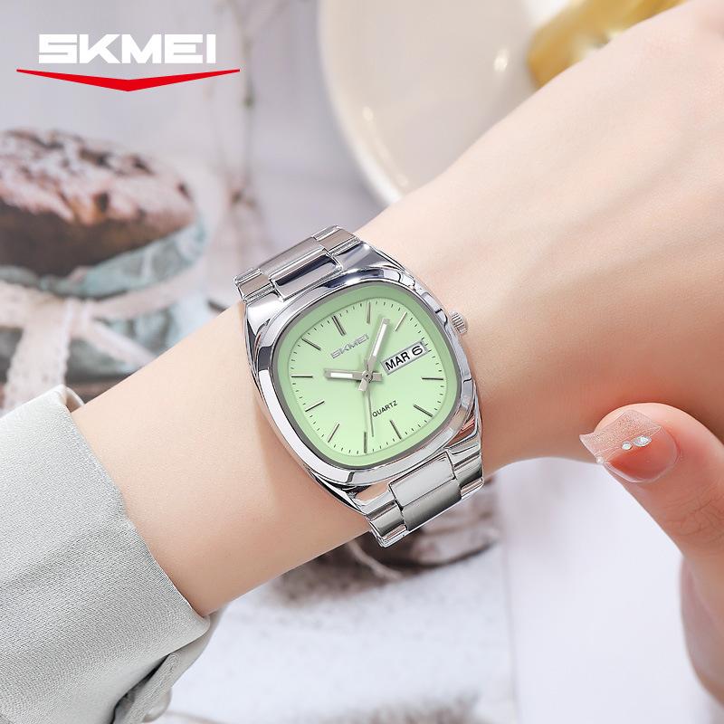 SKMEI Elegant Women Wristwatch Waterproof Luminous Calendar Ladies Watch Square Stainless Steel Quartz Women's Watches
