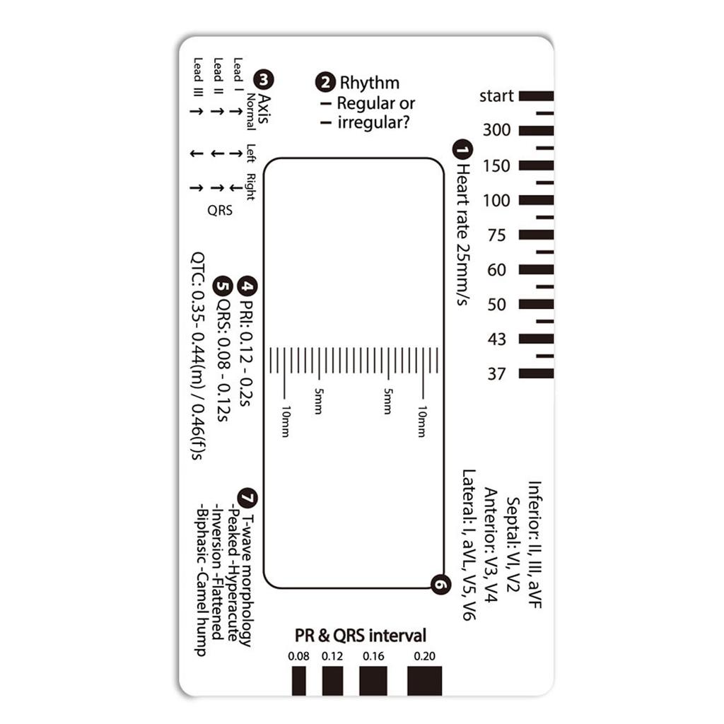 Professional ECG 7 Step Ruler Card Portable Pocket ECG Interpretation Guide Card For Accurate ECG/EKG Interpretation