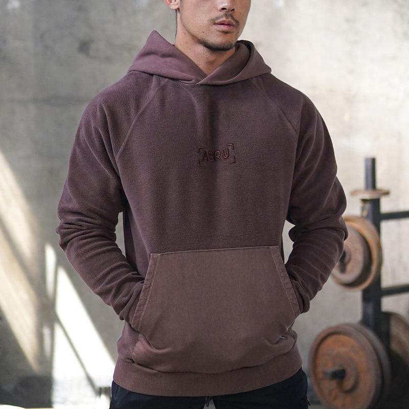 Autumn and Winter New Solid Color Fleece Sweater Men's Tide Brand Large Size Pullover Hoodie Outdoor Warm Top Trendy