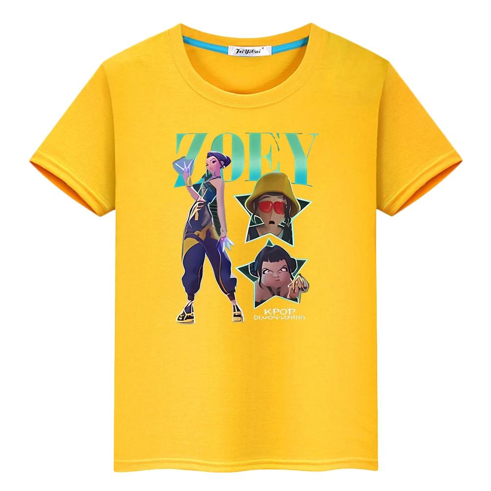 Kpop Dämonenjäger Saja Boys Druck Süße Oberteile T-Shirt für Kinder Jungen 10 Jahre Kawaii T-Shirts 100% Baumwolle Anime Kurz Y2k Mädchen Kleidung