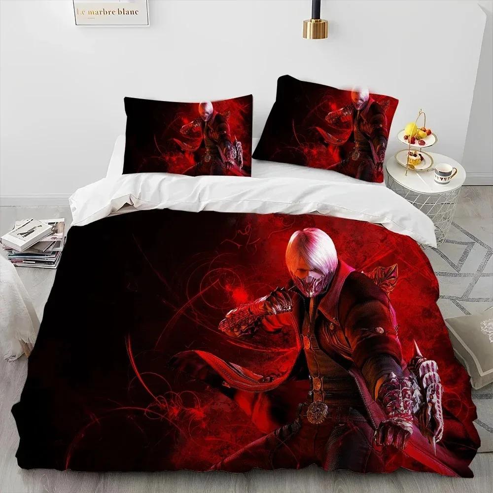 D-Devil May Cry DMC Game Gamer Comforter Bedding Set,Duvet Cover Bed Set Quilt Cover Pillowcase,king Queen Size Bedding Set Kid