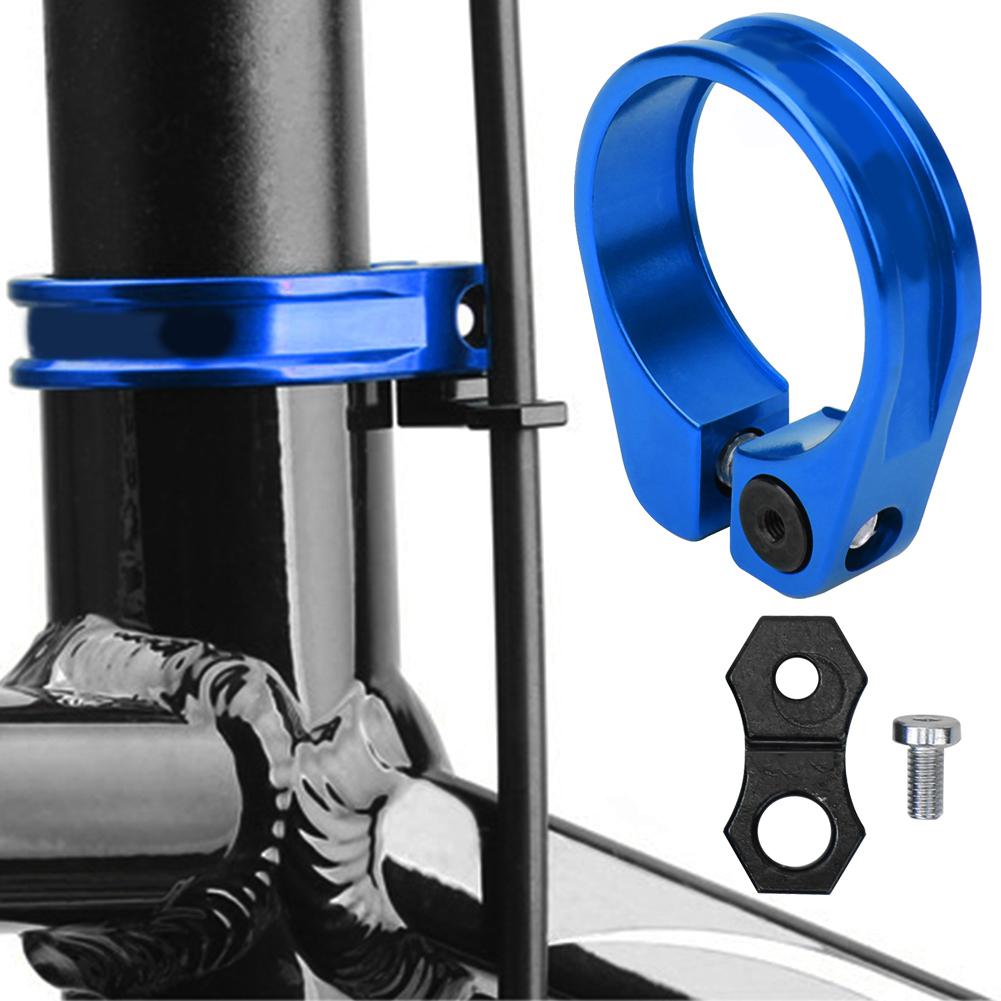 31.8 34.9mm Aluminum Alloy Ultralight Bike Seat Tube Lock Clip Bicycle Seatpost Clamp(Blue 31.8mm )