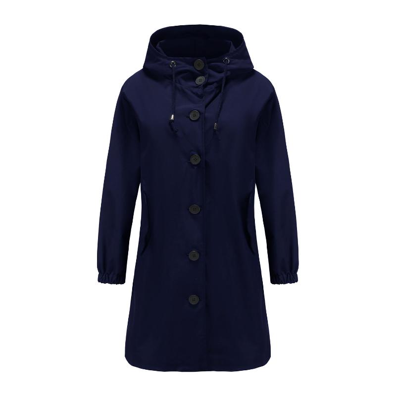 Giacca a vento con cappuccio idrorepellente da donna, giacca casual di media lunghezza, cappotto largo da donna